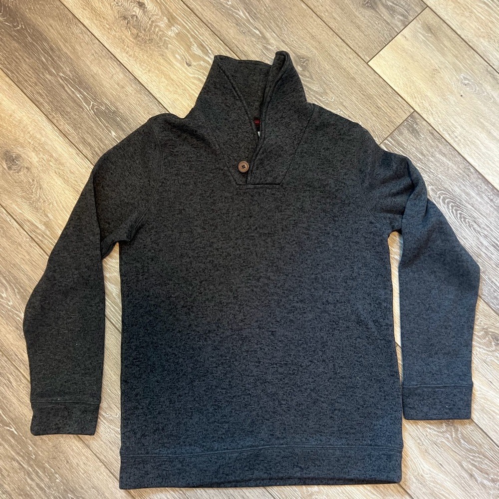 Sonoma Soft Charcoal Grey Long Sleeve Shawl Neck Button Pullover Boys Size L